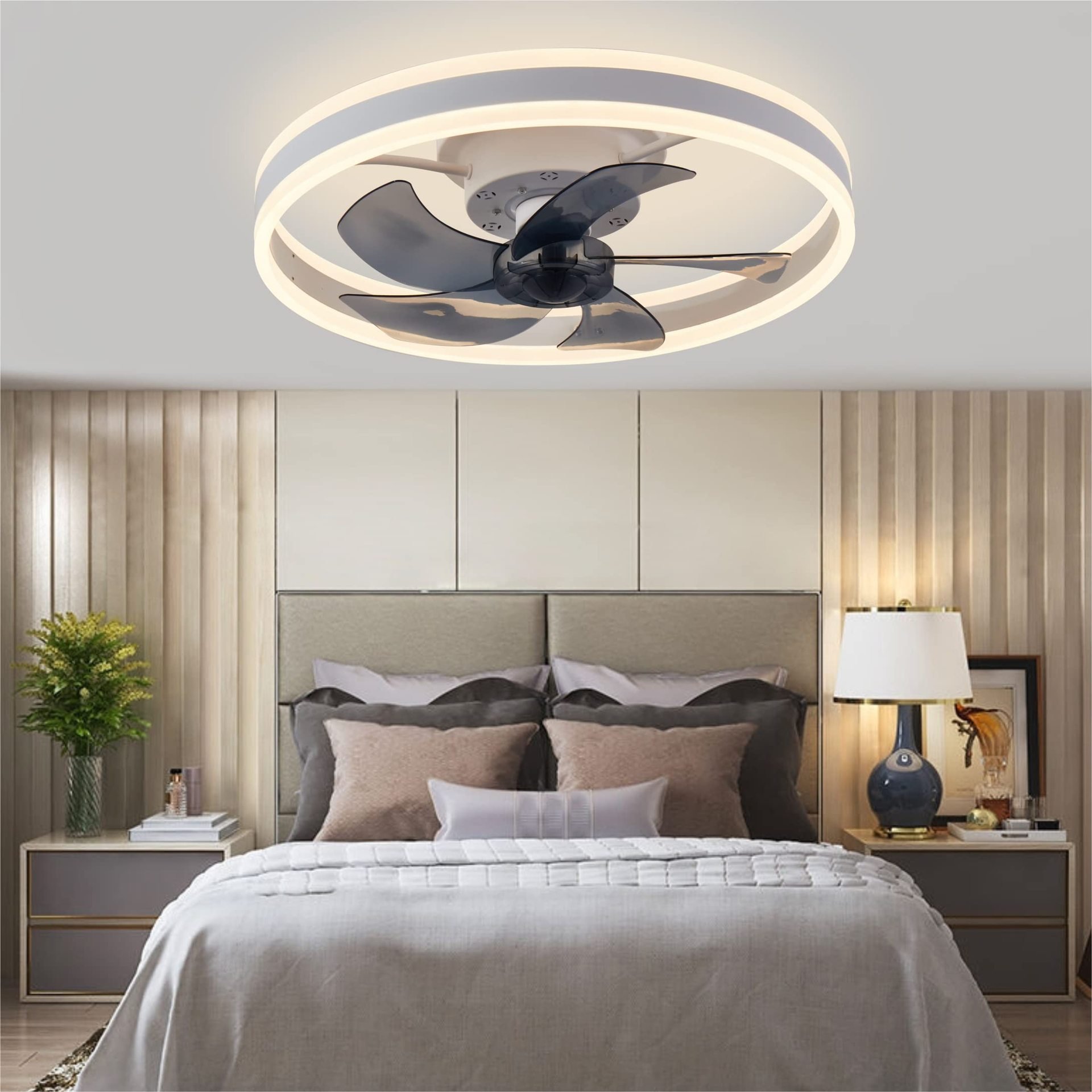 Pure copper motor ultra-quiet wind ceiling fan light luxury invisible LED ceiling fan ceiling fan with light