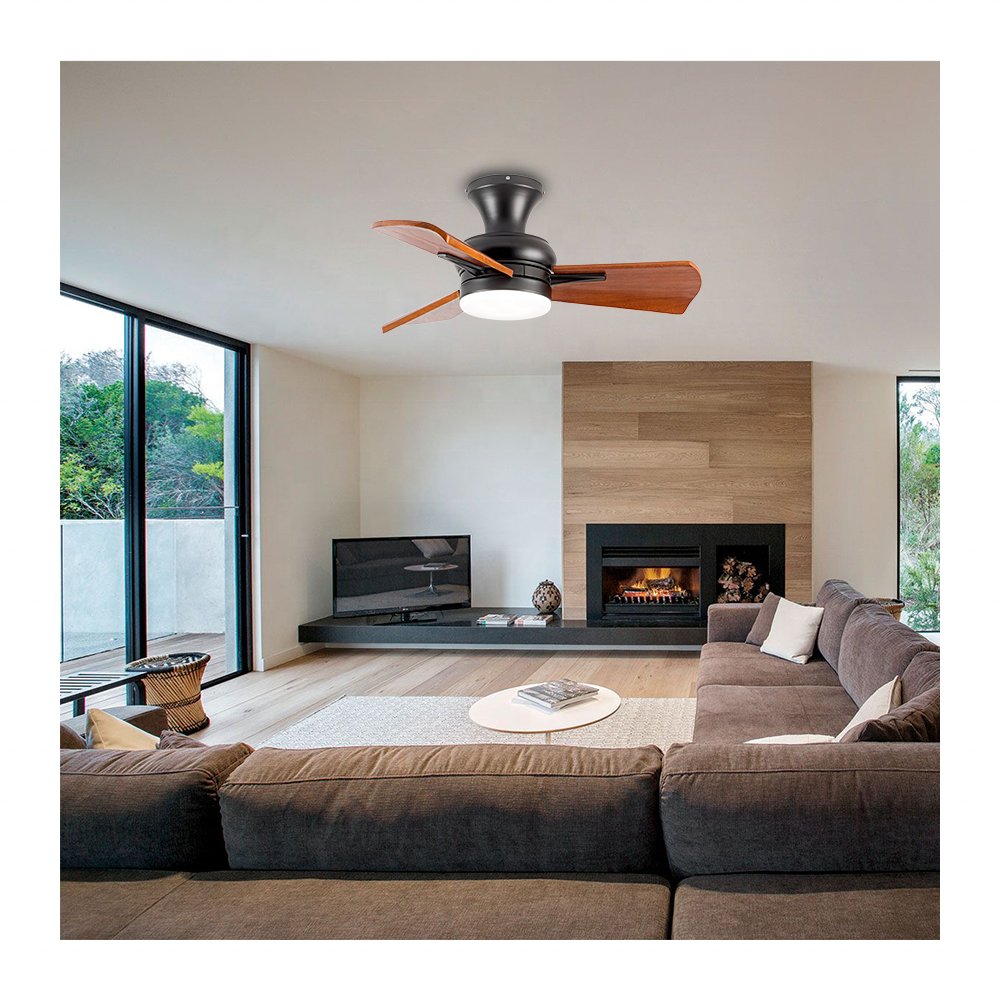 36" Simple Ceiling Fan Lamp 3 Wooden DC Remote Control Ceiling Fan With Light