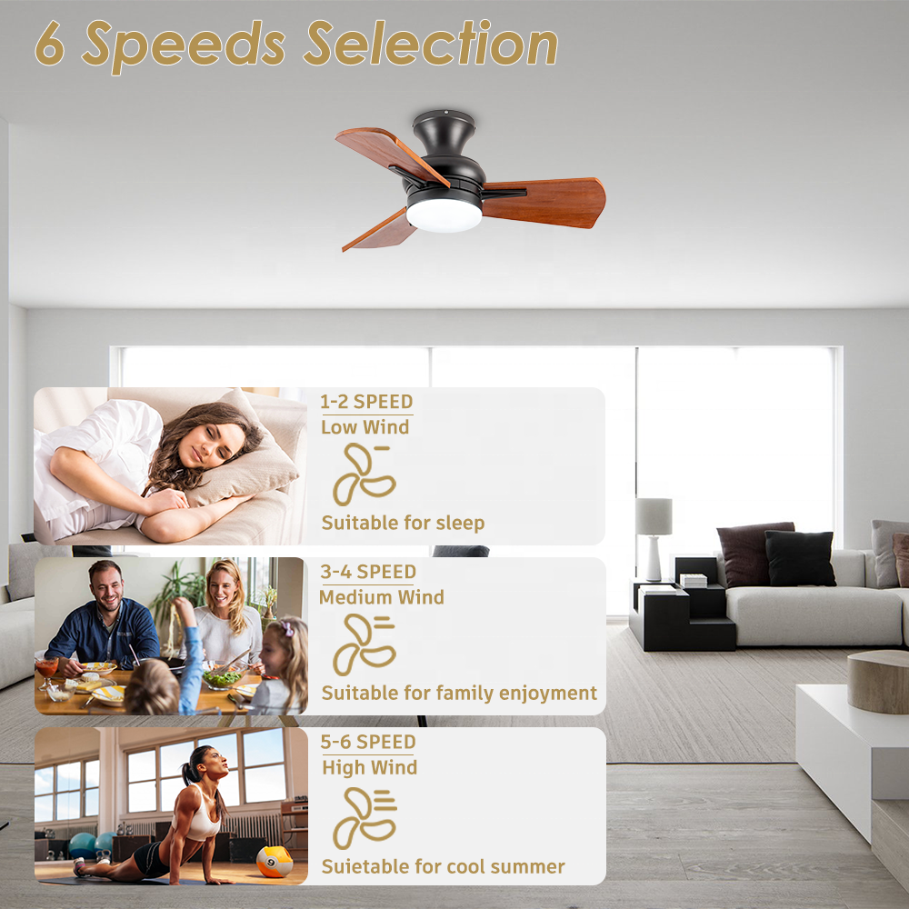 36" Simple Ceiling Fan Lamp 3 Wooden DC Remote Control Ceiling Fan With Light