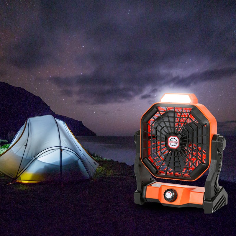 Multifunctional Portable Outdoor Camping USB Rechargeable Camping Fan With Light for Camping Fishing Power Outage