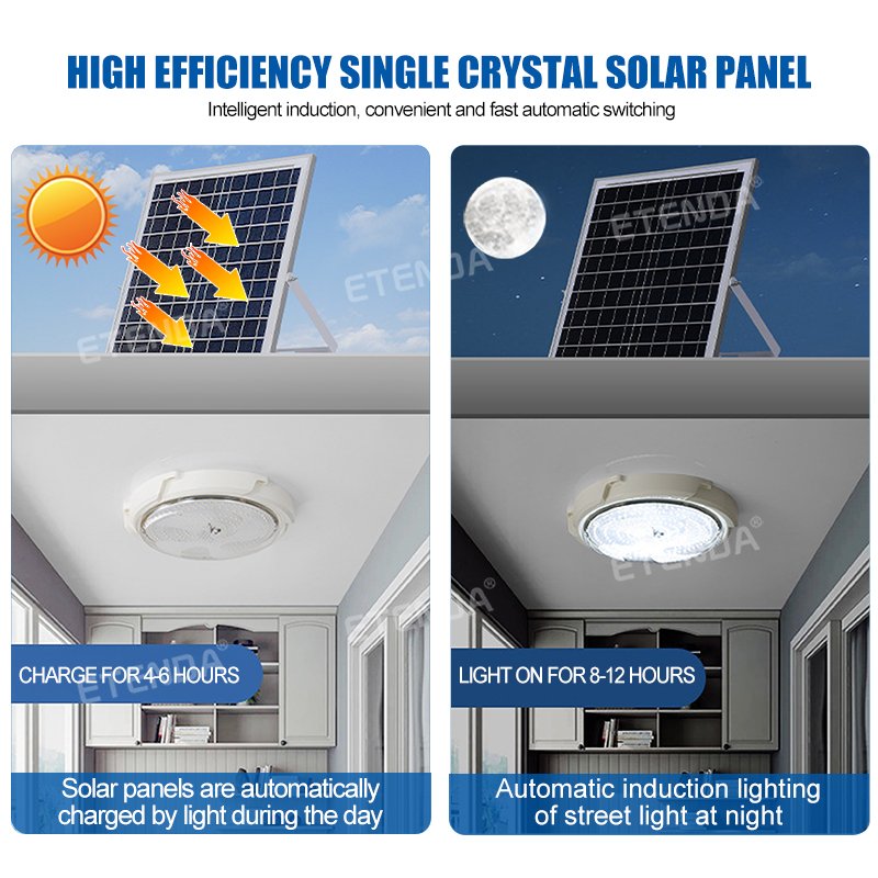 High Quality Outdoor Solar Ceiling Light With Remote Control With Induction Waterproof Solar Ceiling Light