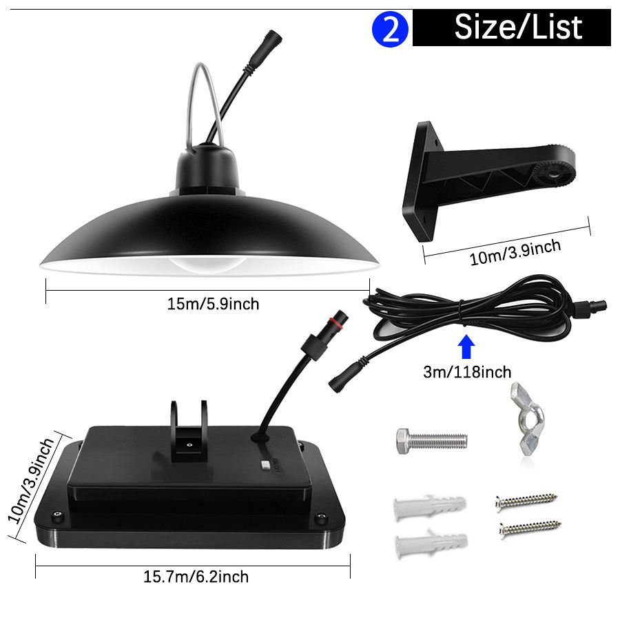 HSX Solar Lamp Waterproof IP65 Remote Control Double Head Sunlight Outdoor Indoor Pendant Light For House Yard Path Garden Light