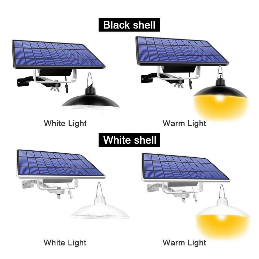 HSX Solar Lamp Waterproof IP65 Remote Control Double Head Sunlight Outdoor Indoor Pendant Light For House Yard Path Garden Light