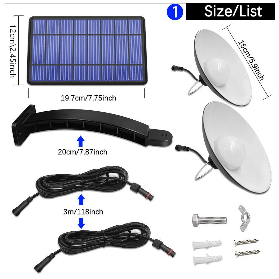 HSX Solar Lamp Waterproof IP65 Remote Control Double Head Sunlight Outdoor Indoor Pendant Light For House Yard Path Garden Light