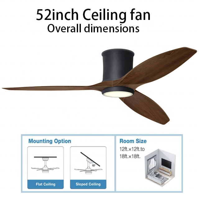 60 Inch Ceiling Fan with Lights Remote Control, Noiseless |Dimmable |6-Speed Outdoor Ceiling Fan with Light, Walnut 3 Blade Wood
