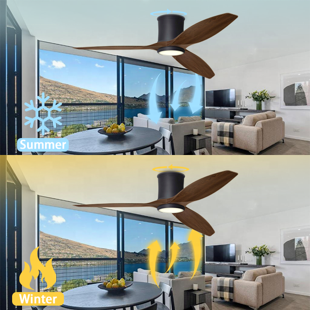 60 Inch Ceiling Fan with Lights Remote Control, Noiseless |Dimmable |6-Speed Outdoor Ceiling Fan with Light, Walnut 3 Blade Wood