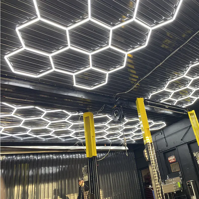 HanYin ceiling chandelier lamp car detailing equipment hexagon lights for Car Showroom Indoor and Outdoor