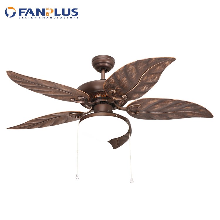 OEM Customized Modern 4 ABS Blades Fan Light Pull Cord Control Outdoor Decoration Silent Smart LED Ceiling Fan with Light