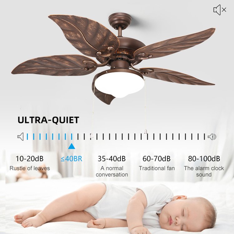 OEM Customized Modern 4 ABS Blades Fan Light Pull Cord Control Outdoor Decoration Silent Smart LED Ceiling Fan with Light
