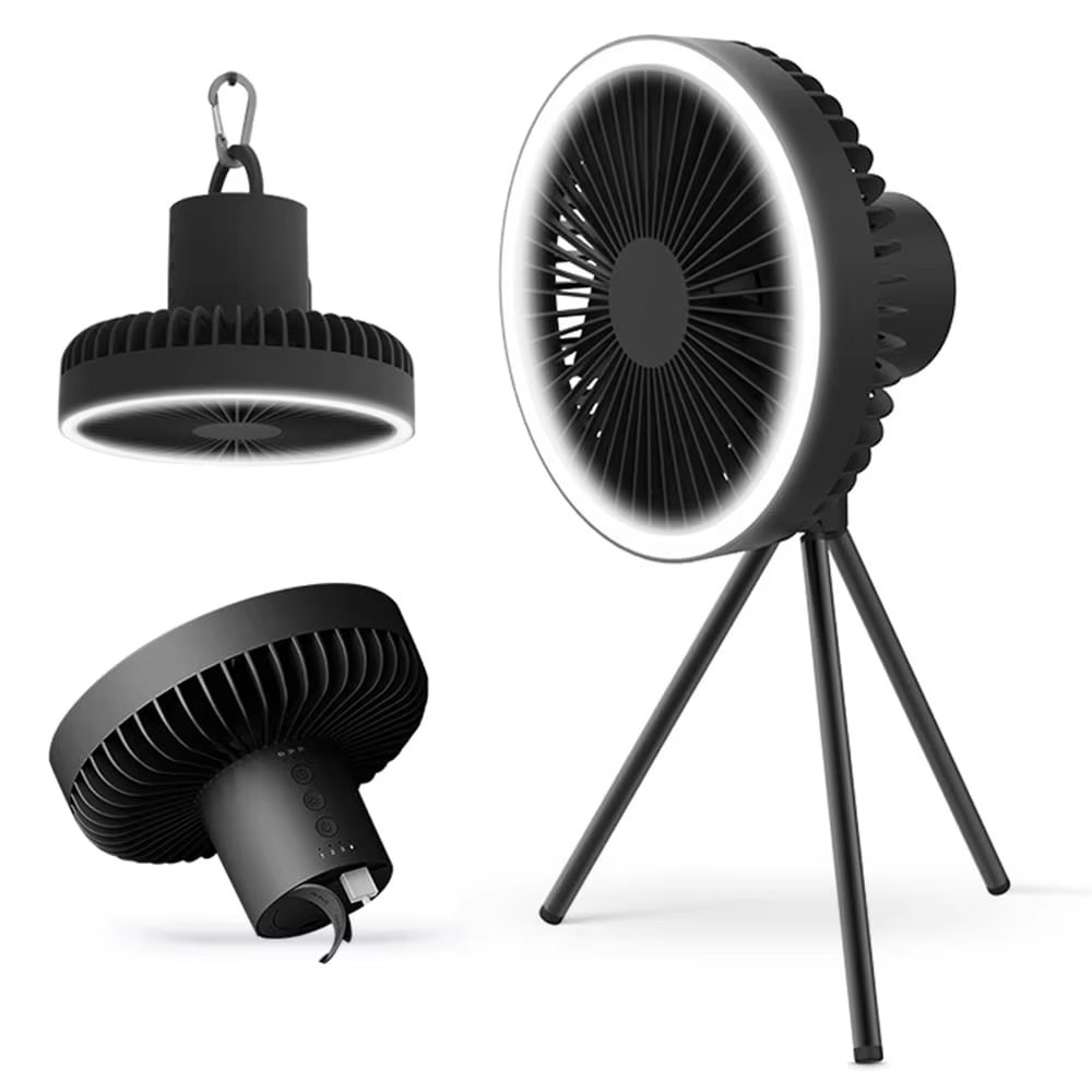 OWNSWING desktop USB charging fan, portable outdoor LED camping fan, LED with light ceiling fan