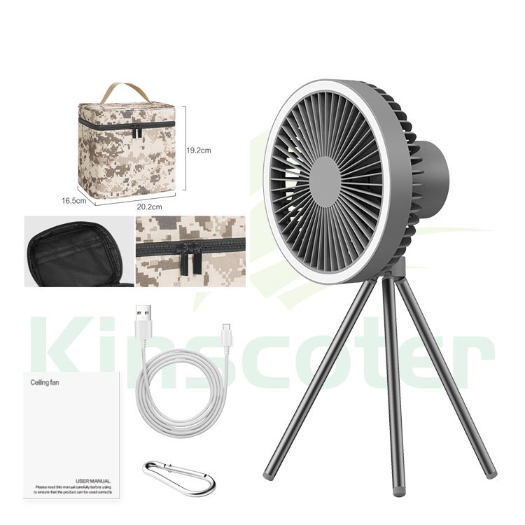OWNSWING desktop USB charging fan, portable outdoor LED camping fan, LED with light ceiling fan