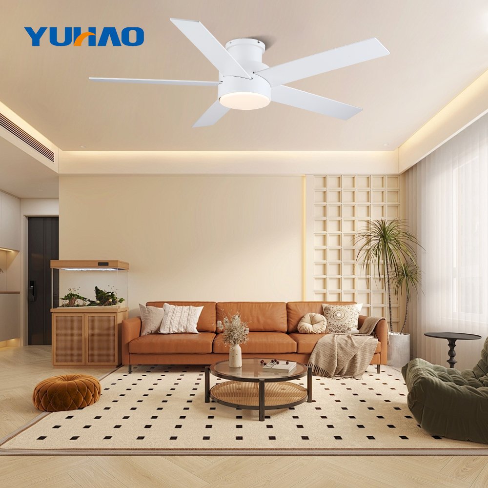 Nordic Modern 52 Inch 5 Blade Electric AC DC Motor Brushless Remote Control Ceiling Fan With Light
