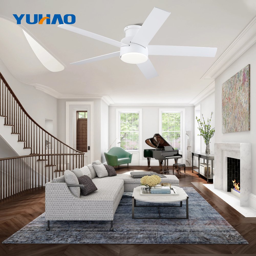 Nordic Modern 52 Inch 5 Blade Electric AC DC Motor Brushless Remote Control Ceiling Fan With Light