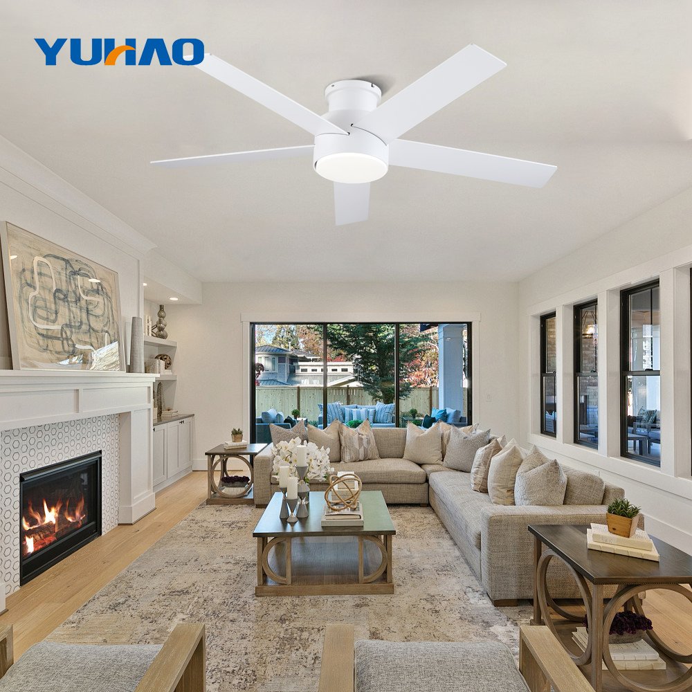 Nordic Modern 52 Inch 5 Blade Electric AC DC Motor Brushless Remote Control Ceiling Fan With Light