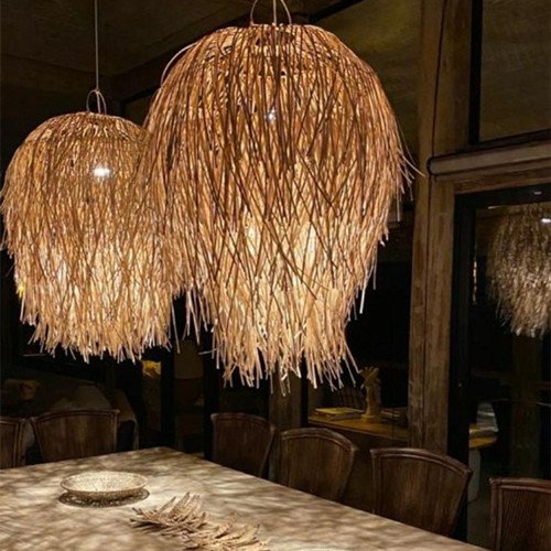 decoration China living room hotel handmade bamboo rattan garden outdoor Ceiling restaurant lamp