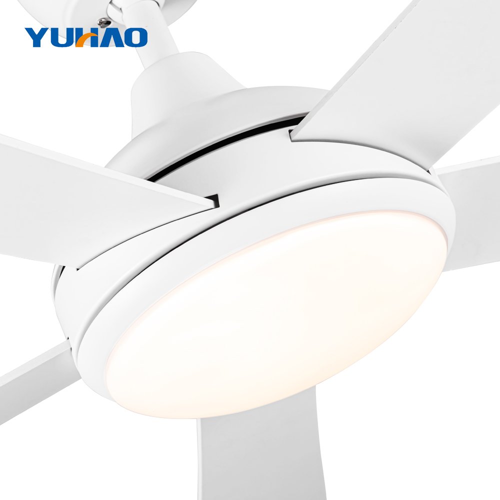 52" 12V 24V 110V 220V Modern White Ceiling Fan Remote Control High Airflow Led Ceiling Fan With Light