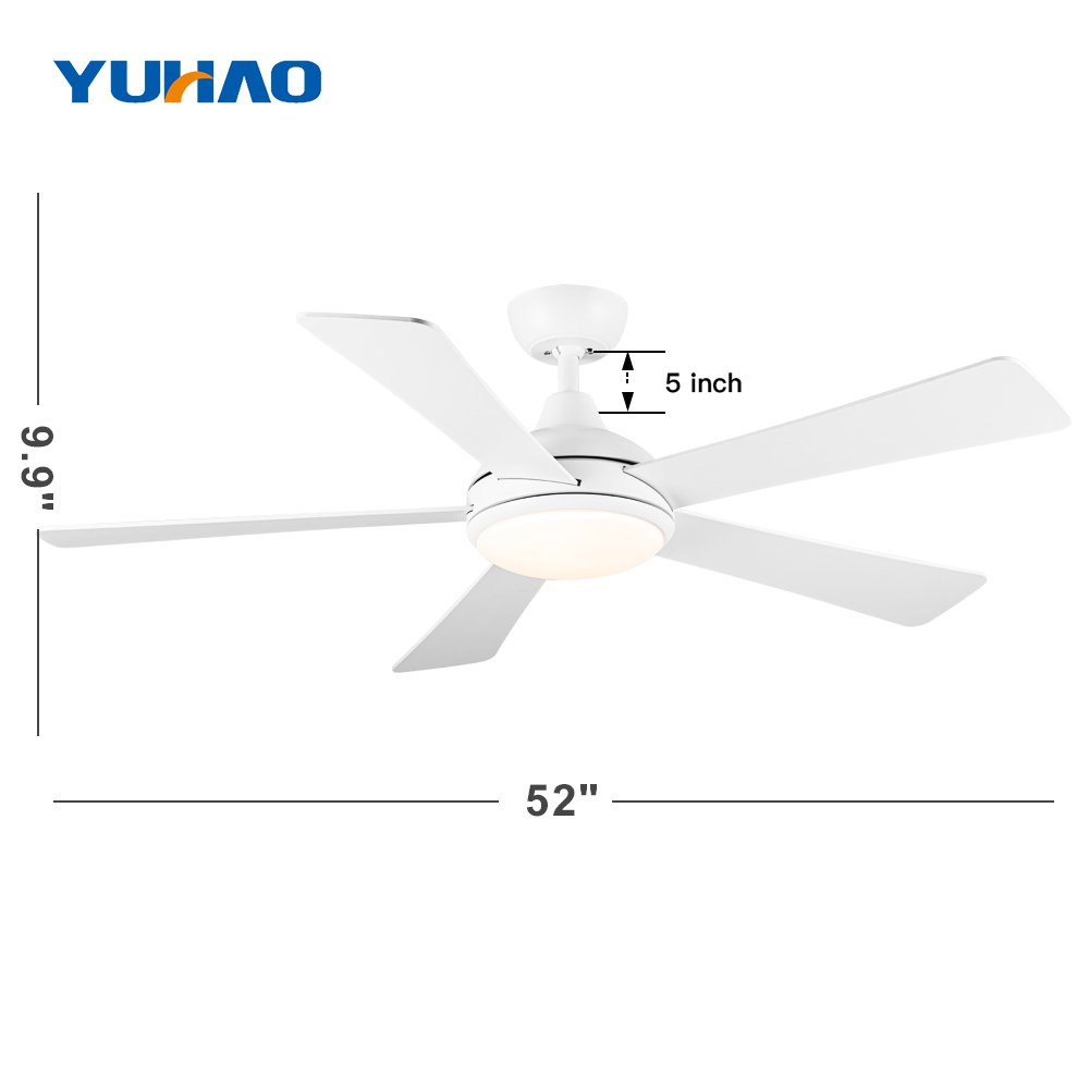 52" 12V 24V 110V 220V Modern White Ceiling Fan Remote Control High Airflow Led Ceiling Fan With Light