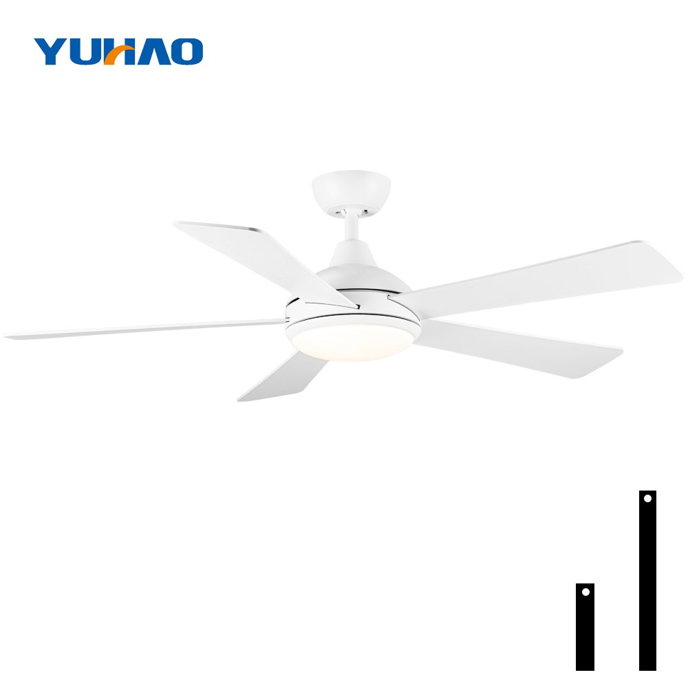 52" 12V 24V 110V 220V Modern White Ceiling Fan Remote Control High Airflow Led Ceiling Fan With Light