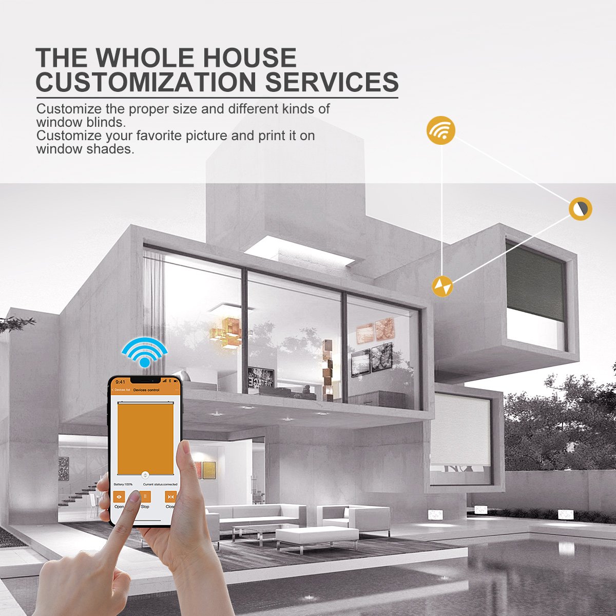 Indoor Motorized Light Filtering Roller Blinds Electric WiFi App Control Roller Blind Motorized Shades