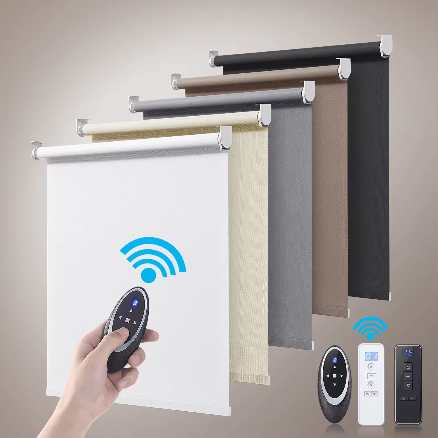 Indoor Motorized Light Filtering Roller Blinds Electric WiFi App Control Roller Blind Motorized Shades