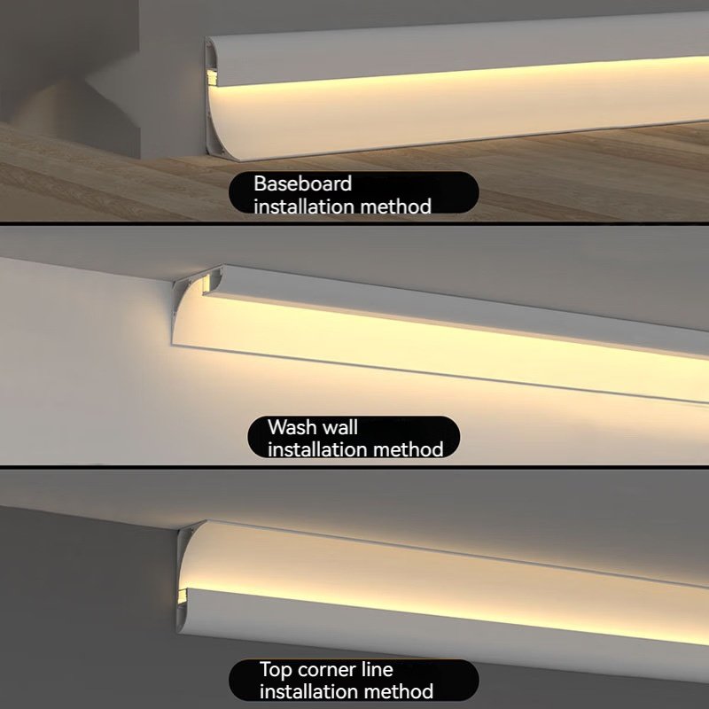 Ceiling-Free Linear Slot Line LED Wall Washer Bright Top Corner Skirting Line Lamp Easy Installation with LED Wall Washer