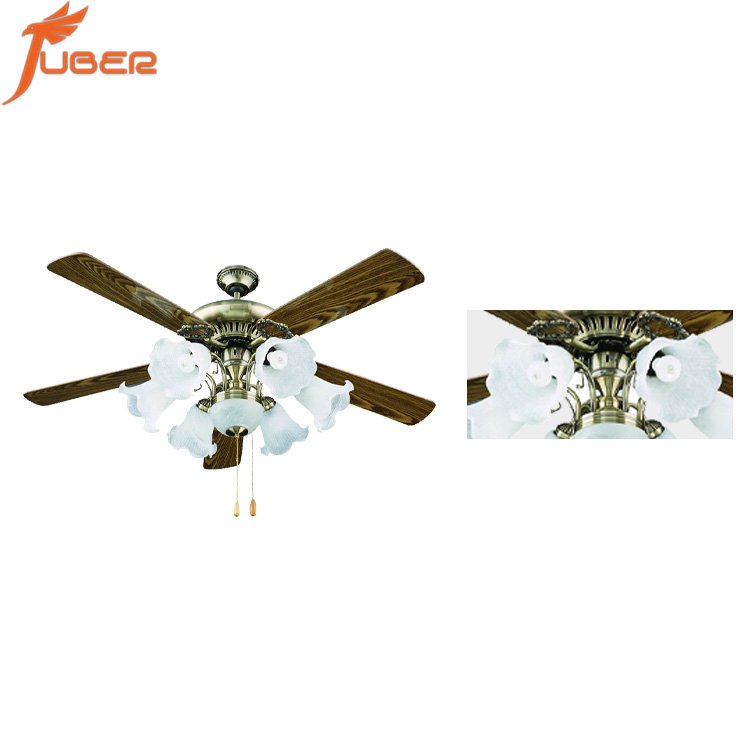 52 inch fancy vintage decorative ceiling fan with wood blades ultra-quiet led chandelier ceiling fan with light