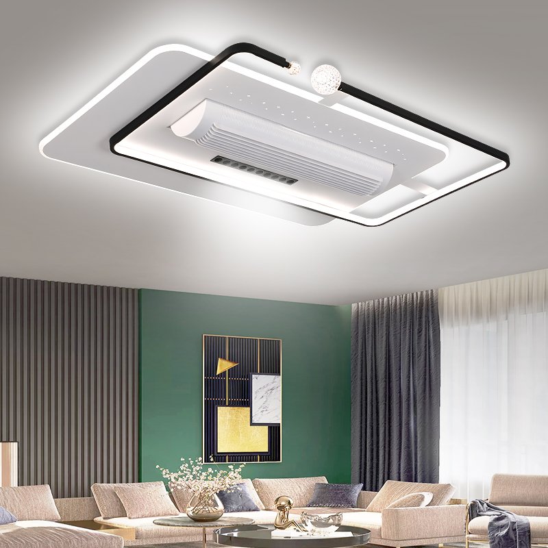 Minimalist Style Fan Light Iron Body Chandeliers Decorative Living Room Modern Smart Bladeless Ceiling Fan With Light