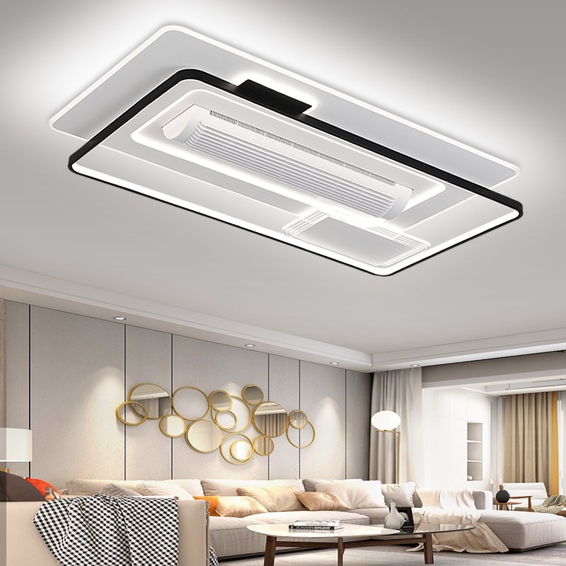 Minimalist Style Fan Light Iron Body Chandeliers Decorative Living Room Modern Smart Bladeless Ceiling Fan With Light