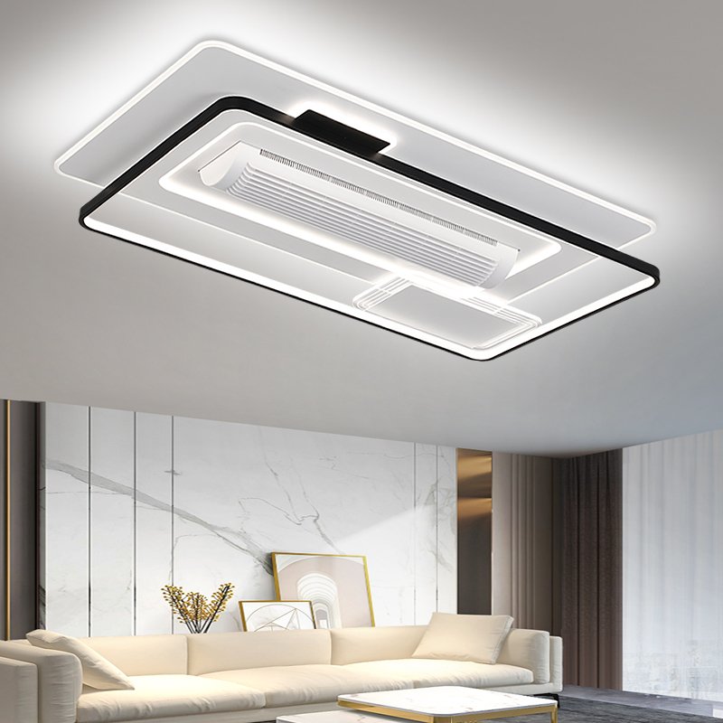 Minimalist Style Fan Light Iron Body Chandeliers Decorative Living Room Modern Smart Bladeless Ceiling Fan With Light