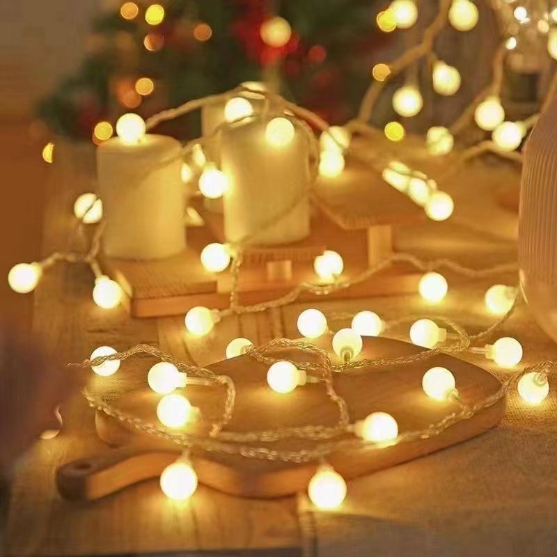Large round ball light string wedding ceiling decoration LED color flashing light Courtyard canopy decoration light