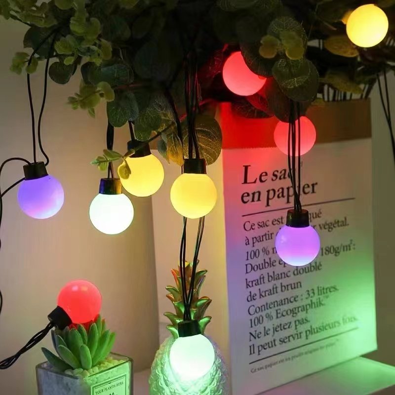 Large round ball light string wedding ceiling decoration LED color flashing light Courtyard canopy decoration light