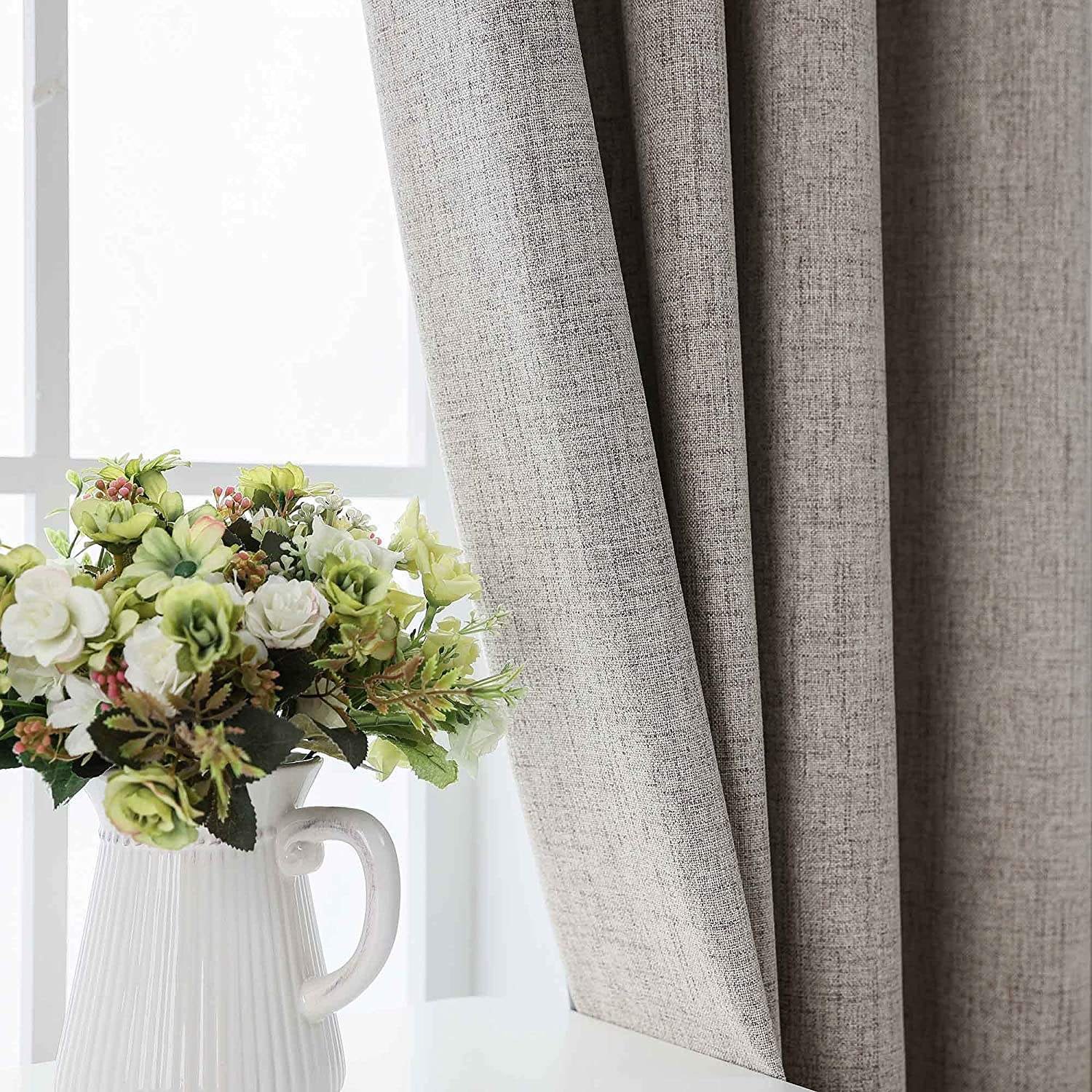 Full Blackout Curtains with Coating Back,100% Sun Blocking Curtains for Home Bedroom Living Room