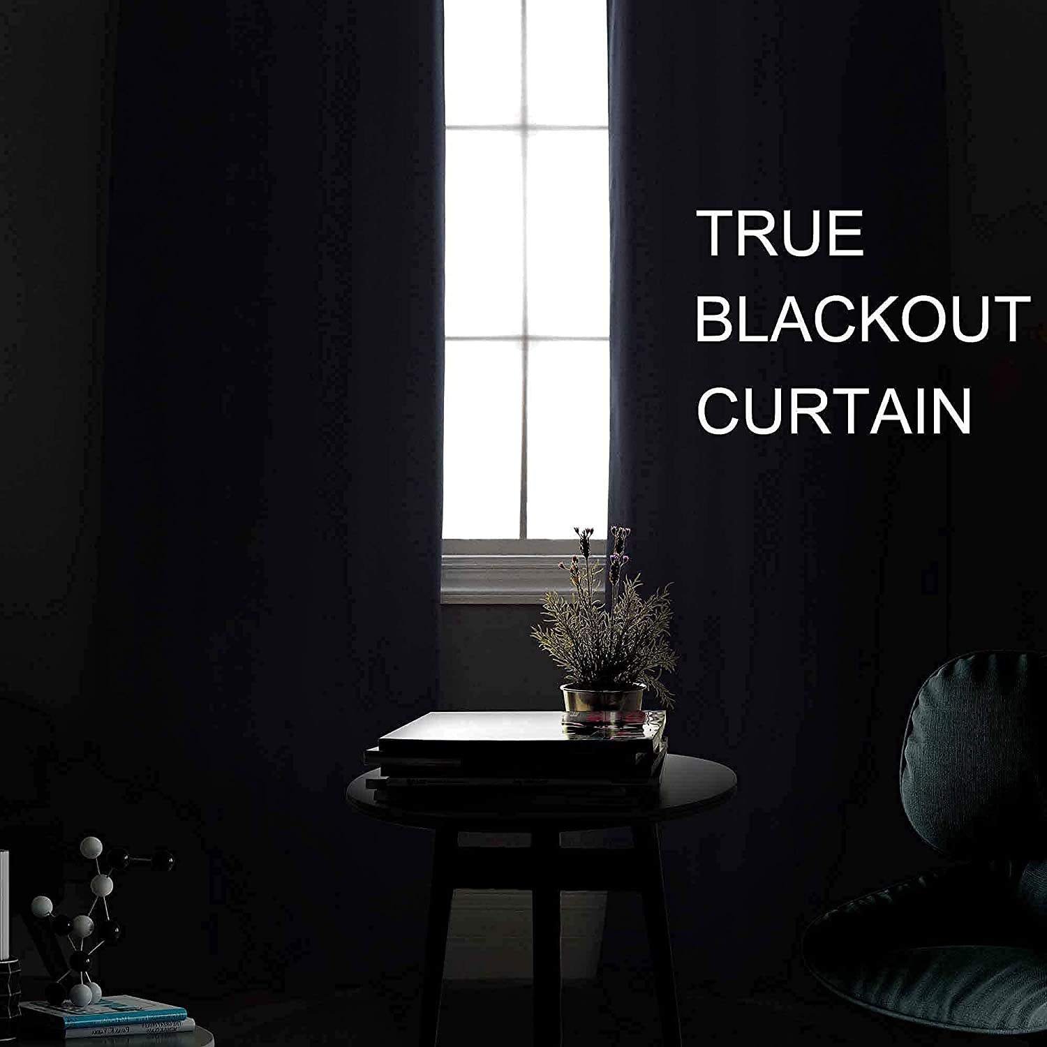 Full Blackout Curtains with Coating Back,100% Sun Blocking Curtains for Home Bedroom Living Room