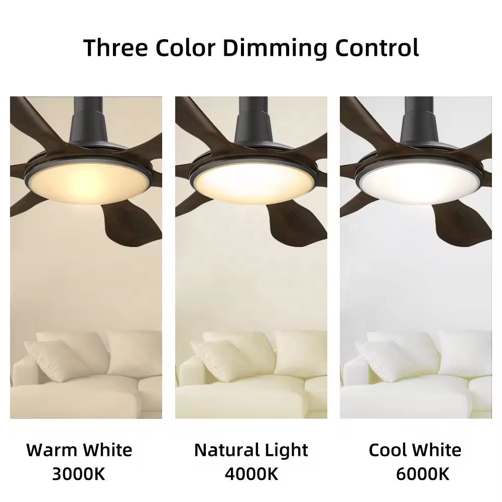 Iron ABS Blade LED lighting remote control DC socket Design luxury Modern outdoor 52" smart ceiling fan with dimmable led light