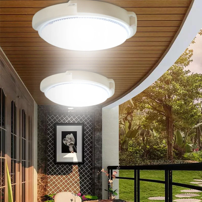 Outdoor Indoor Lighting Waterproof Ip65 Solar Led Ceiling Light With Remote Control Solar Panel For Home Garden Corridor