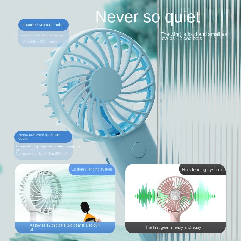Portable Handheld Electric Fan Light Mini Household Car RV Outdoor Use Three Wind Speed Options