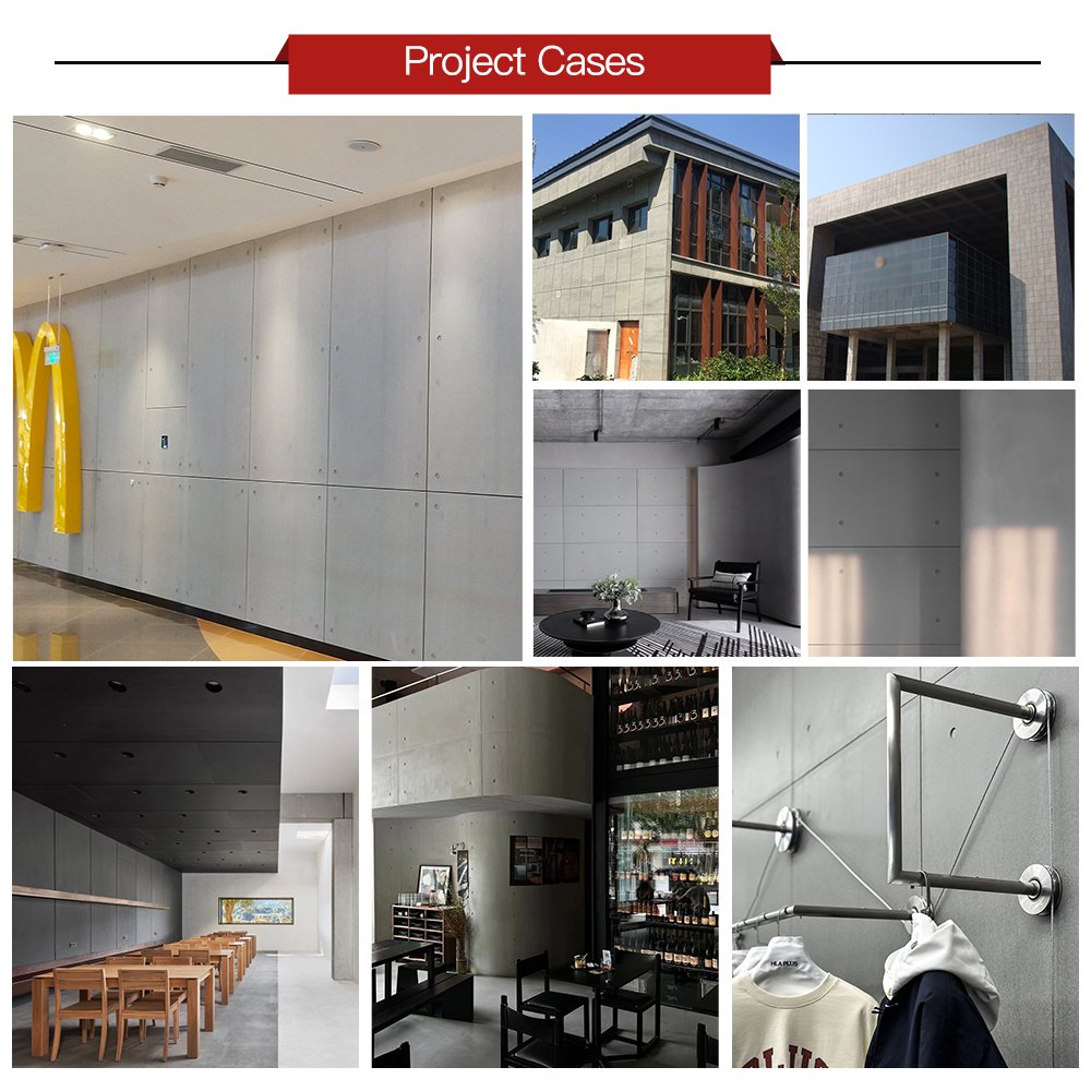 Industrial Grey Cement Fiber Board Exterior Cladding Wall Panel Building Facade Outdoor Ceiling Waterproof Fireproof