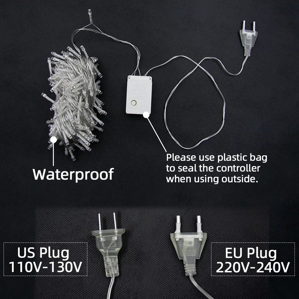 IP65 Waterproof Outdoor Window Smart USB LED Curtain Fairy String Light Christmas Luminous Lamp Beads