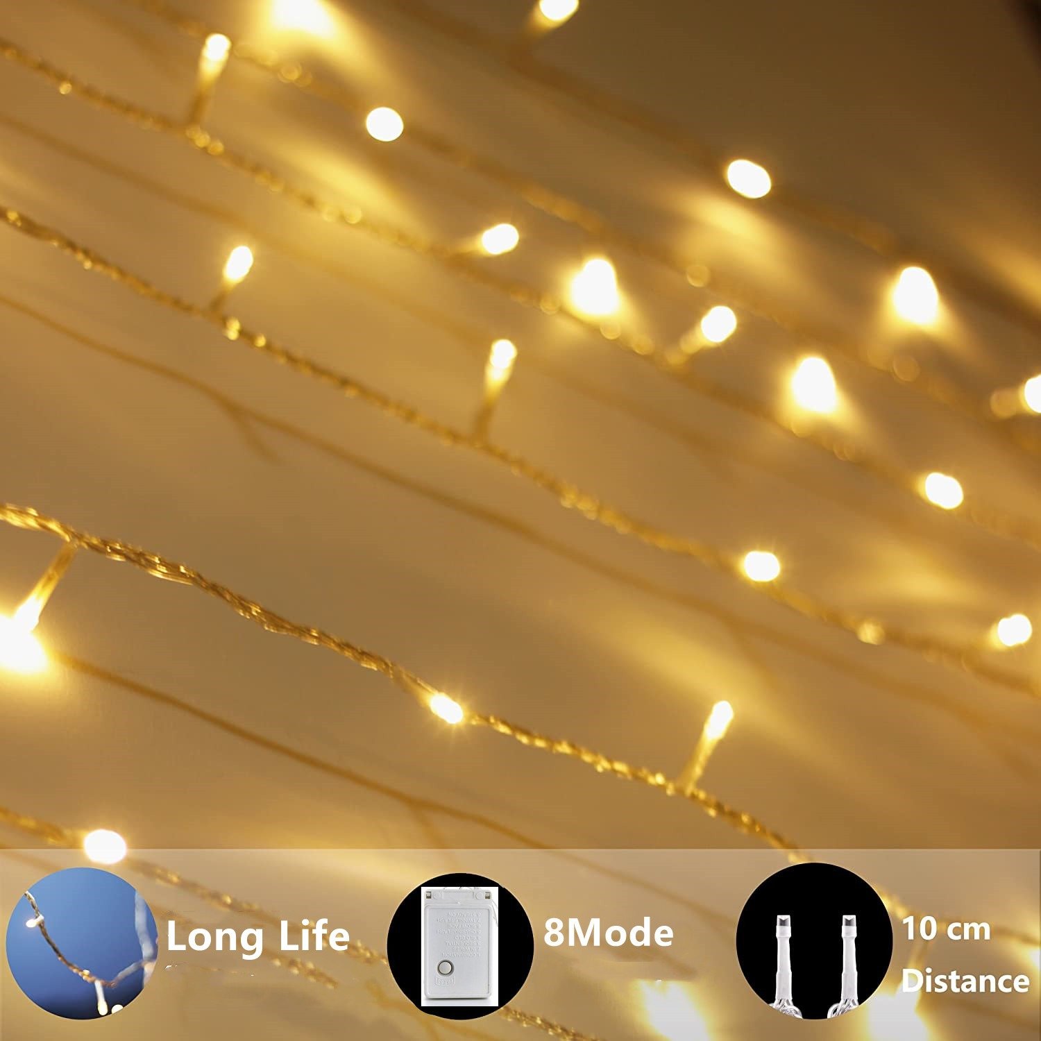 IP65 Waterproof Outdoor Window Smart USB LED Curtain Fairy String Light Christmas Luminous Lamp Beads