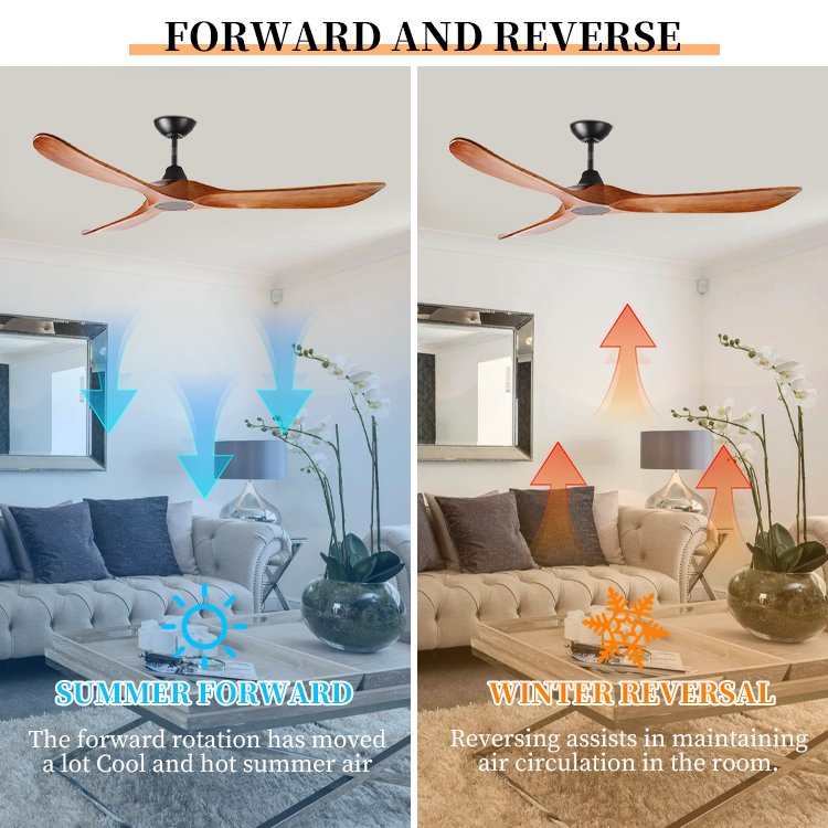 Premium Quality Low Power Consumption DC Motor 56 Inch 3 Solid Wood Blade Ceiling Fan