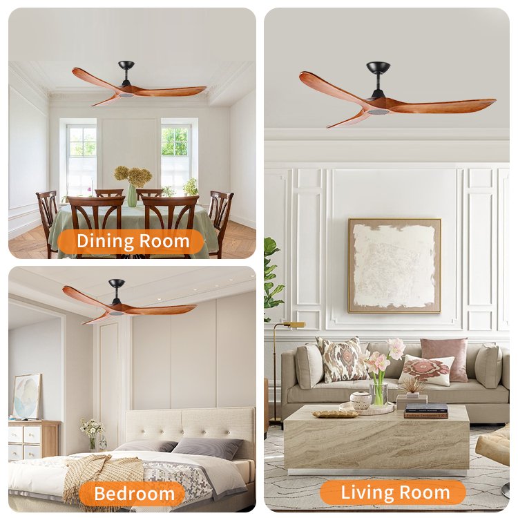 Premium Quality Low Power Consumption DC Motor 56 Inch 3 Solid Wood Blade Ceiling Fan