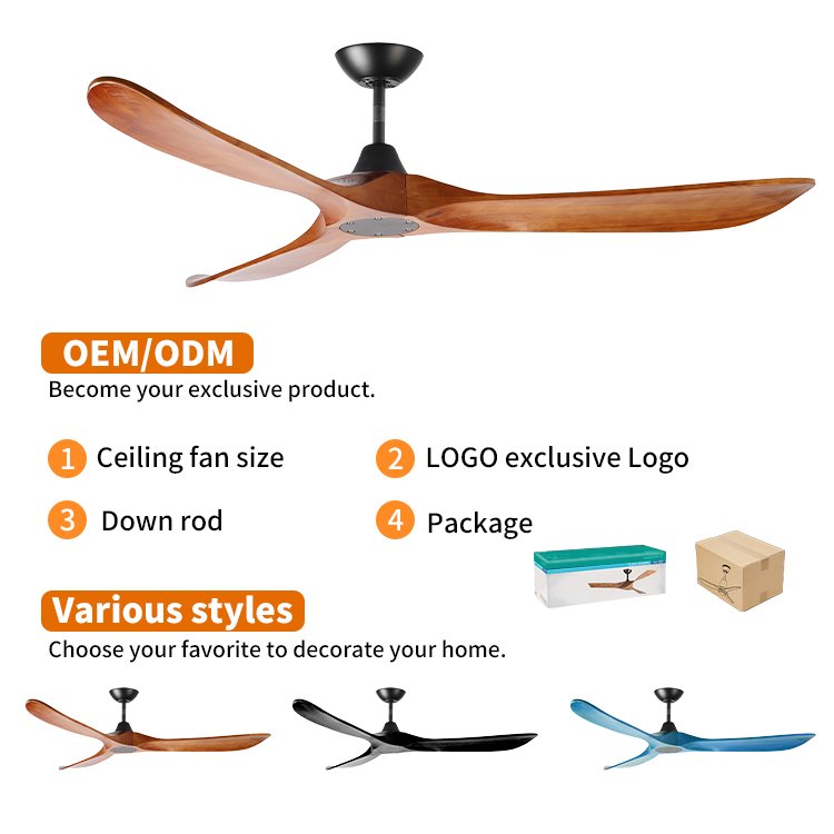 Premium Quality Low Power Consumption DC Motor 56 Inch 3 Solid Wood Blade Ceiling Fan