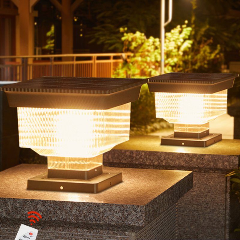 Modern Waterproof LED Solar Power Main Gate Column Light for Outdoor Home Garden Pillar Wall Post Sunlight Lamp