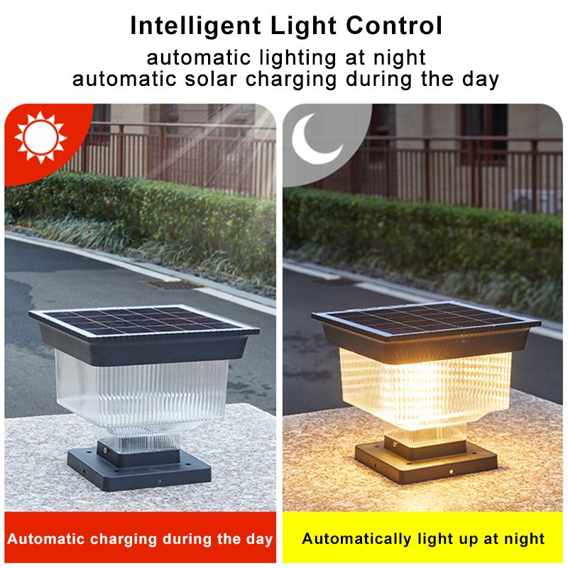 Modern Waterproof LED Solar Power Main Gate Column Light for Outdoor Home Garden Pillar Wall Post Sunlight Lamp