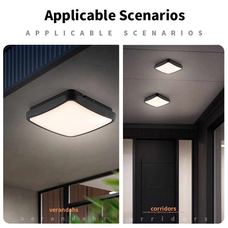 High Quality Aluminium Outside Ip65 Waterproof Bulkhead Ceiling Lamp Surface Mounted Square 24w Led Exterior Wall Lamp
