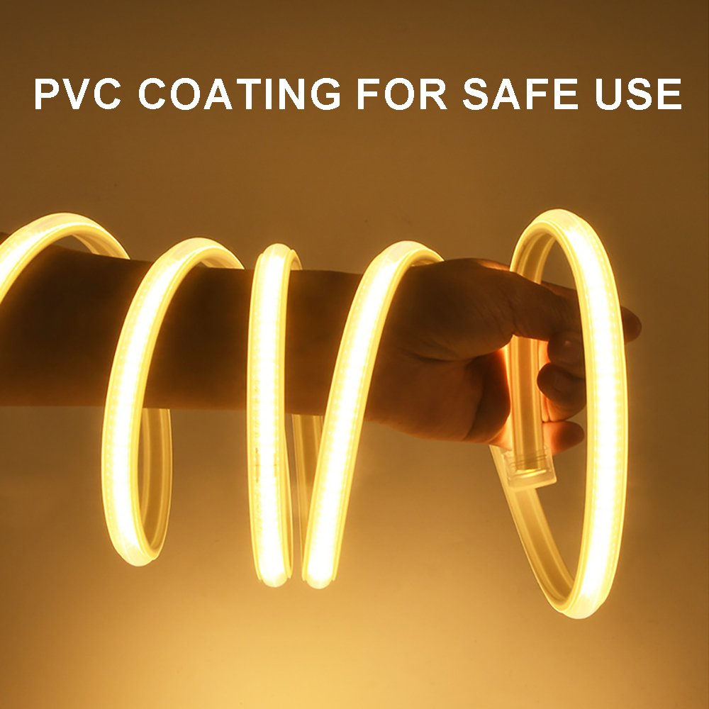LED Strip Waterproof IP65 Customizable Flexible Light 110v 220v Cob Light CE Rohs 50m 100m High Voltage Cob Strip Light