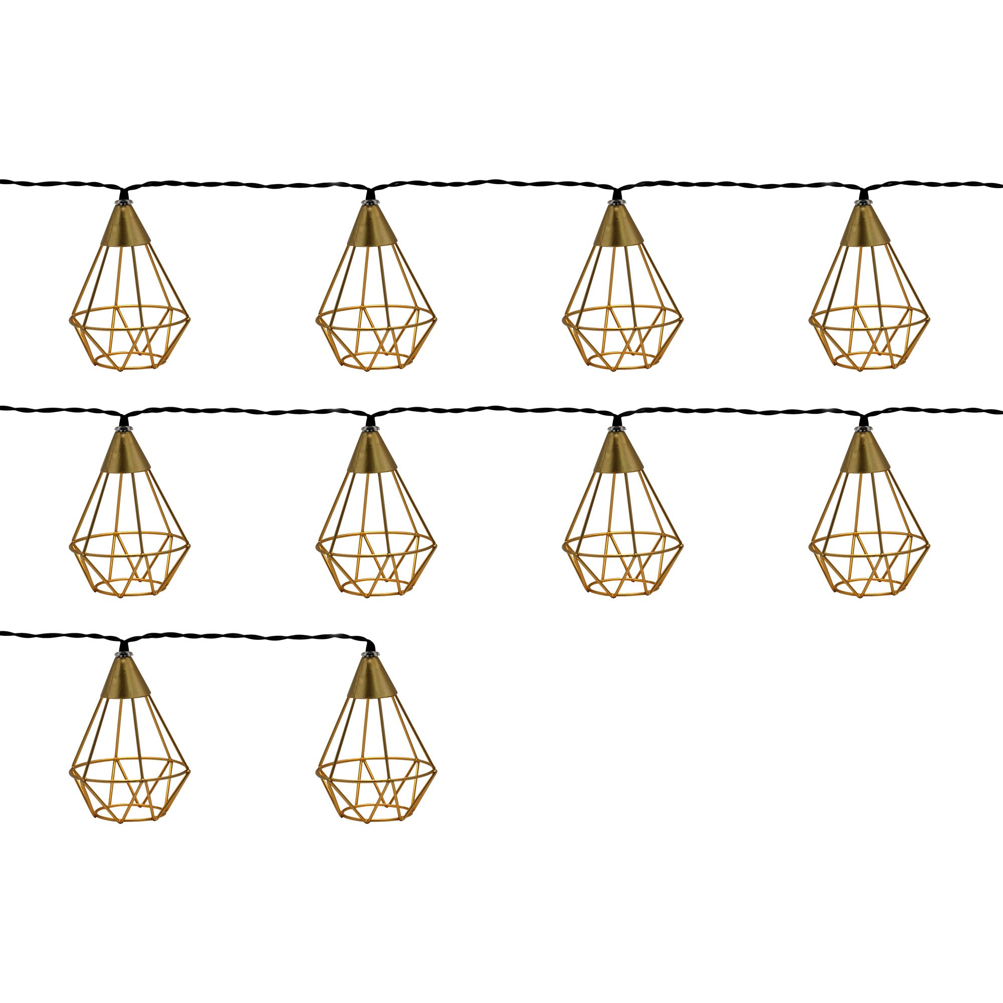 Trending Products 2024 New Arrivals 10 LED Warm White Gold Metal Geometric Solar String Lights modern lighting
