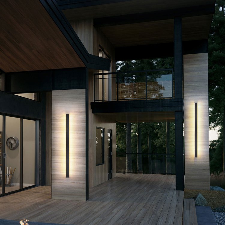KAIFAN 110v 220v Modern Decoration Outdoor Exterior Linear Strip Wall Lamp Outside Sconce Long Led Wall Light