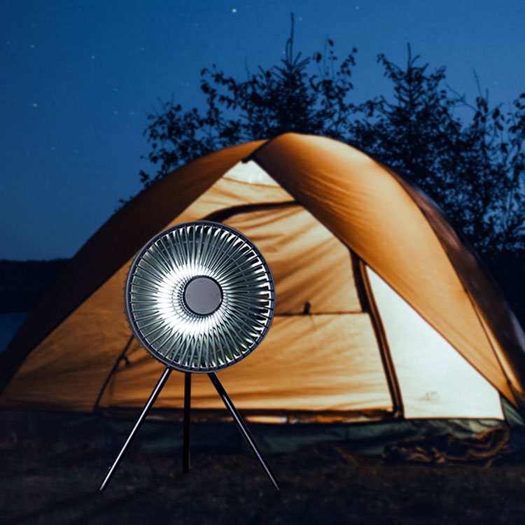 Indoor Outdoor Battery Operated USB Hanging Hook Mini Camping Tent Ceiling Fan with LED Light and Remoter
