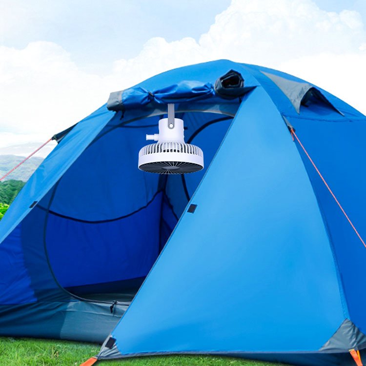 Indoor Outdoor Battery Operated USB Hanging Hook Mini Camping Tent Ceiling Fan with LED Light and Remoter
